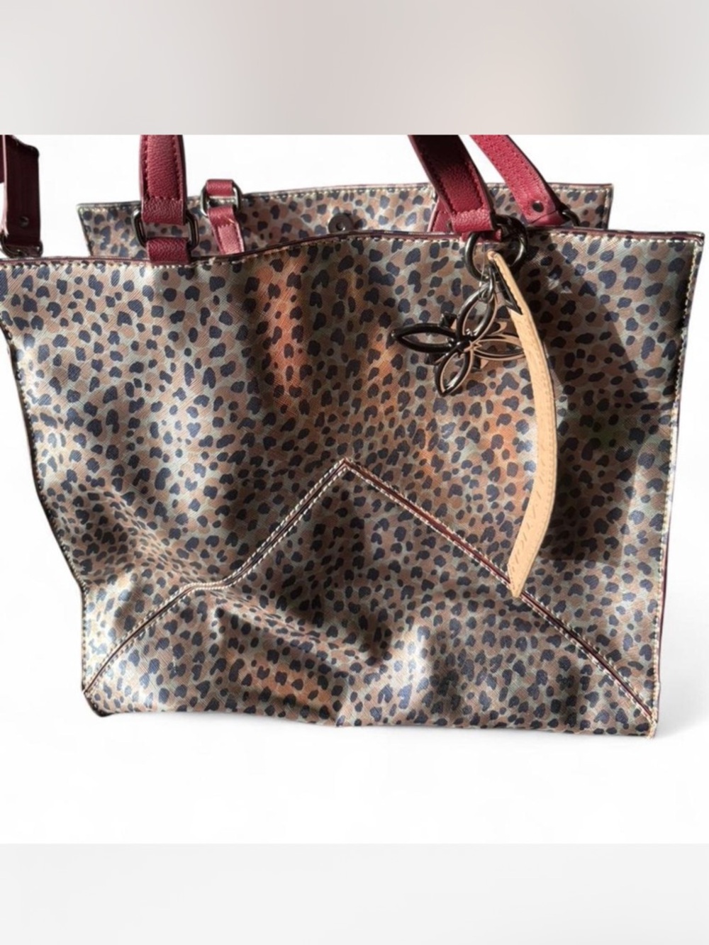 BCBG metallic animal printed large travel  tote bag